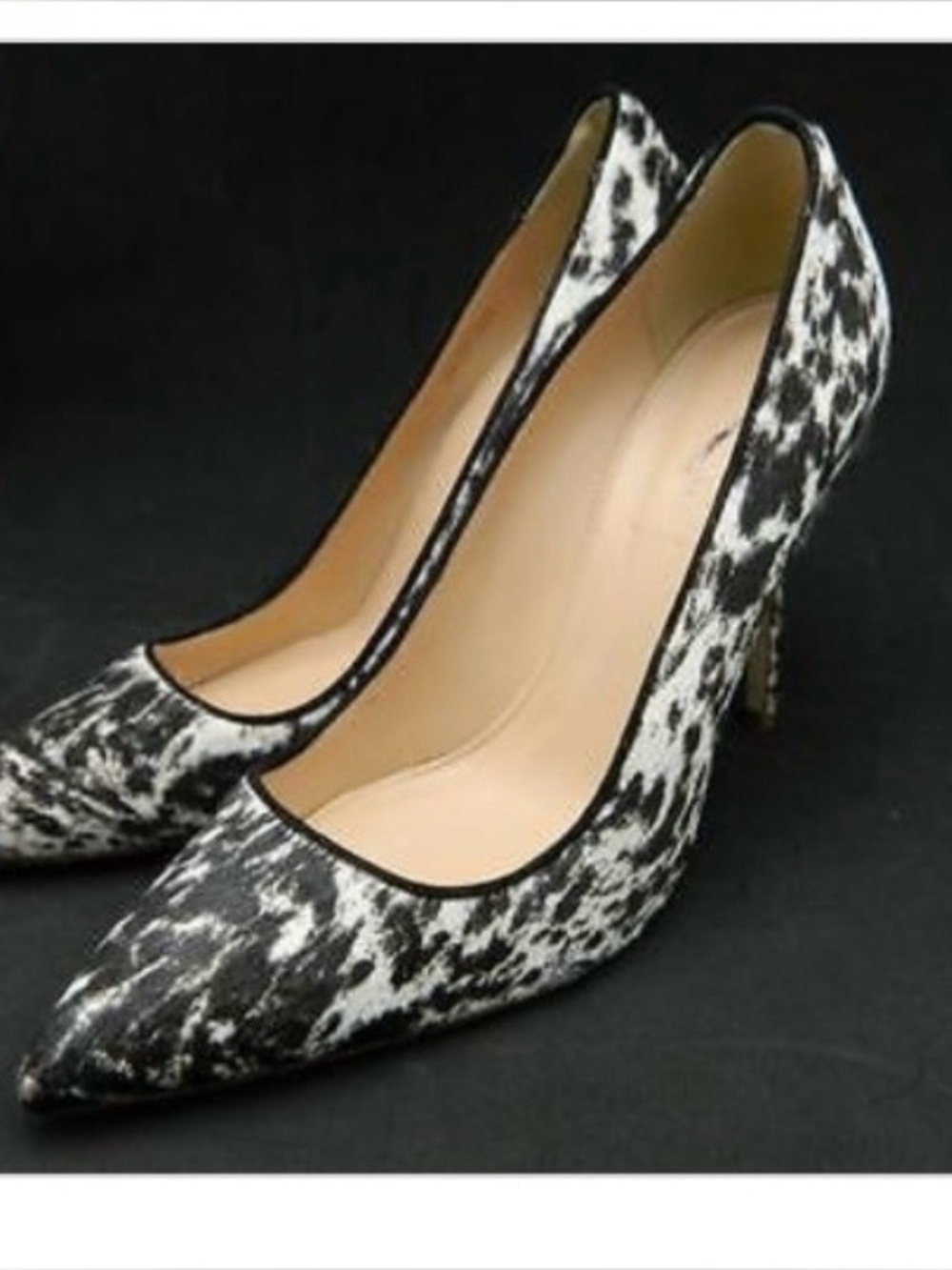 JCrew calif hair Roxie Black and White Leopard Print Pointed-Toe Pumps 8